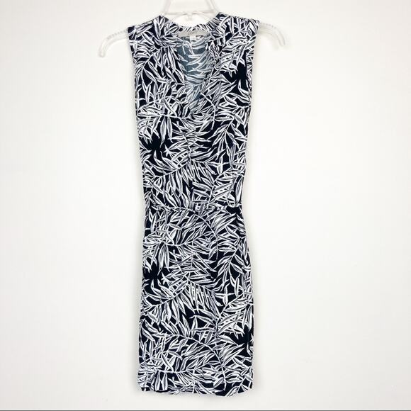 Loft Black White Palm Tree Print Sleeveless Dress Sz S - Picture 7 of 7